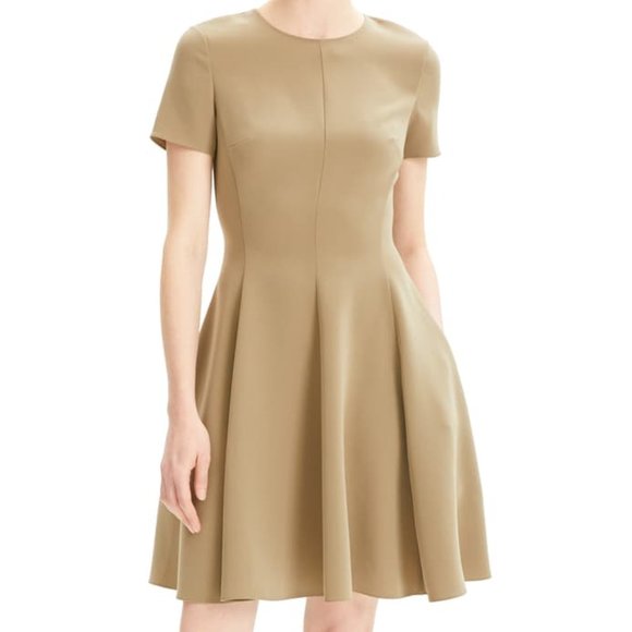 Theory Dresses & Skirts - Theory Paneled Fit & Flare Dress Khaki Green Crepe